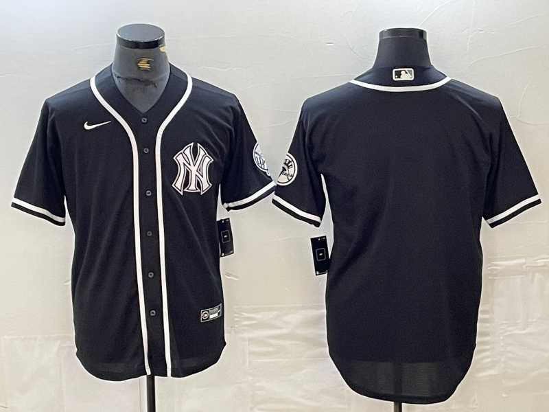 Men%27s New York Yankees Blank Black White Cool Base Stitched Jersey->new york yankees->MLB Jersey